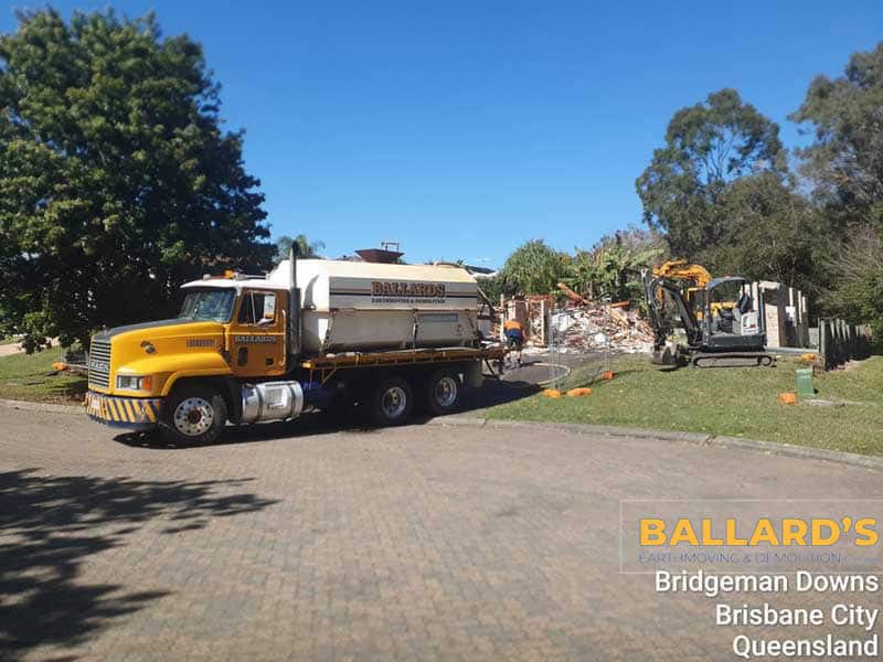 House demolition water truck for dust control Bridgeman Downs